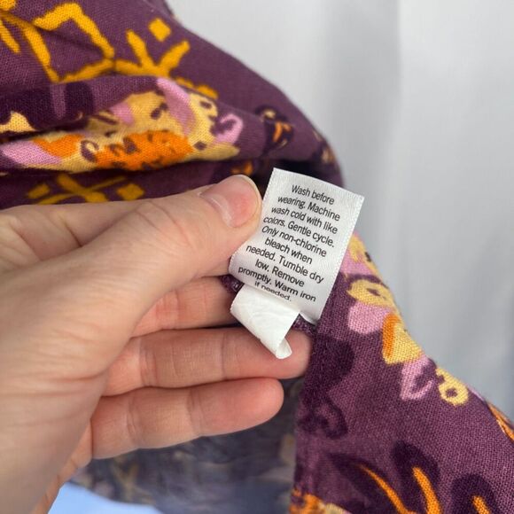 Sonoma Purple Floral Print Linen Blend Sleeveless Aline Dress Size Petite Medium - Picture 9 of 11